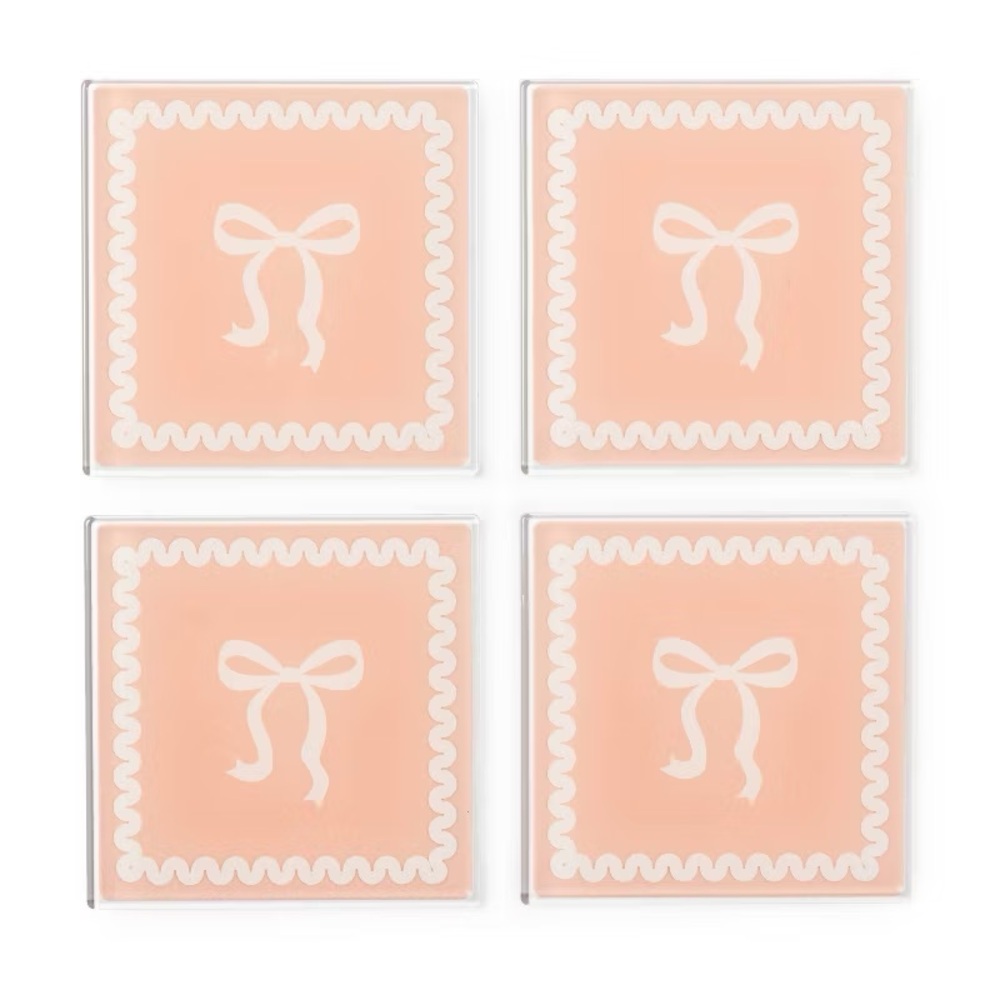 Pink Coquette Bow Coaster Set of 4